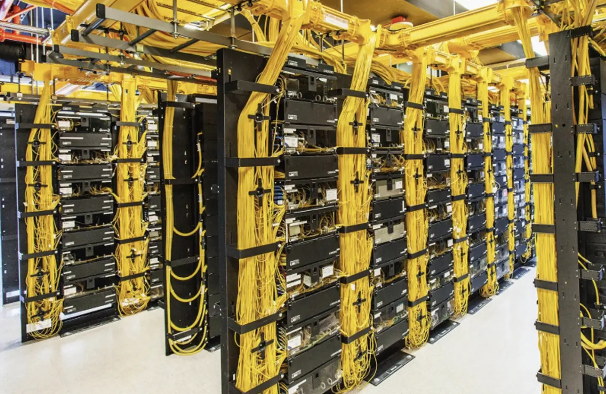 High-density fibre-optic cabling forming the data centre connectivity backbone